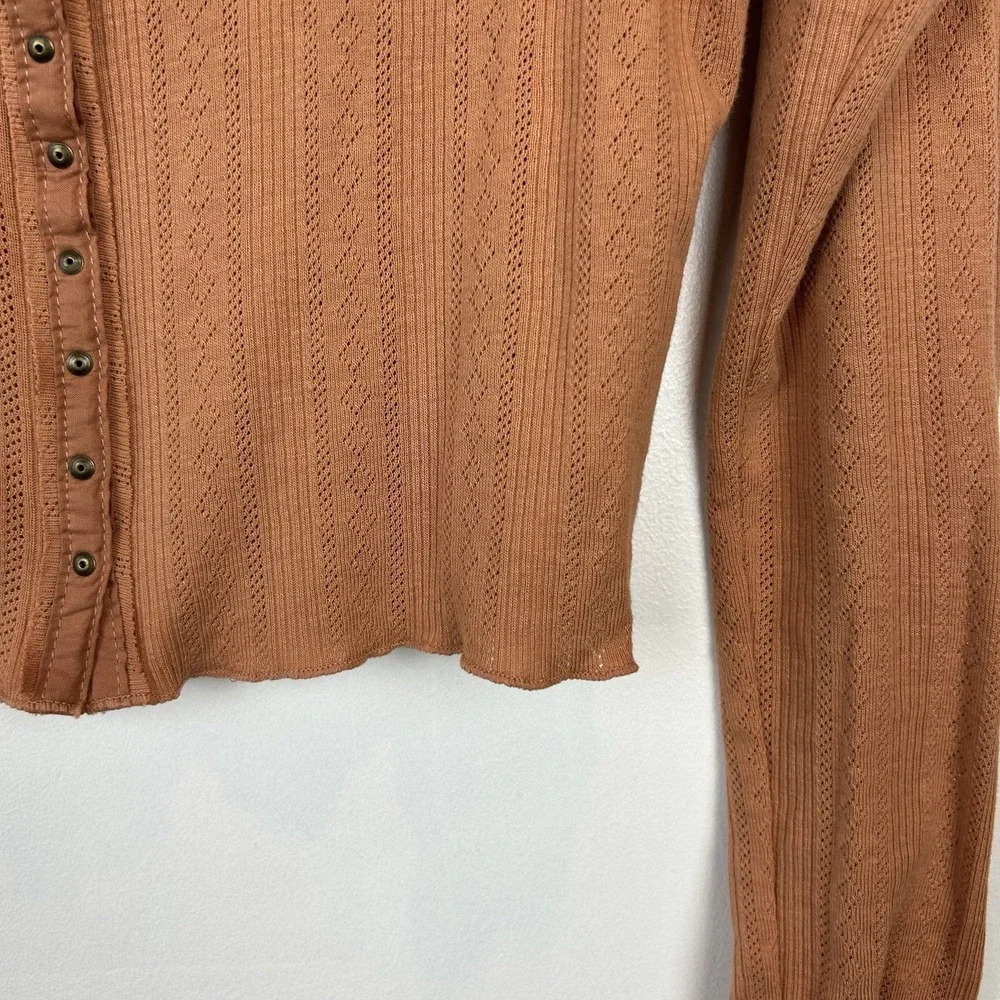 Free People Snap Top Womens Small Cropped Mini Snap Terra Cotta Y2K 80s 90s
